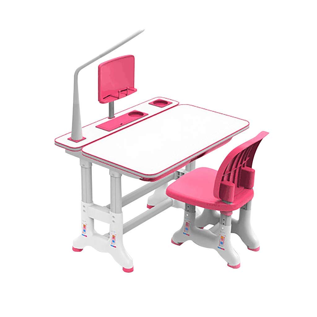 LXTIN Adjustable Kids Desk and Chair Set - Ergonomic Study Table for Children, Height Adjustable Writing Desk for Studying, Reading, Drawing - Perfect for Homeschool & Classroom (Pink, 31x19 Inches)