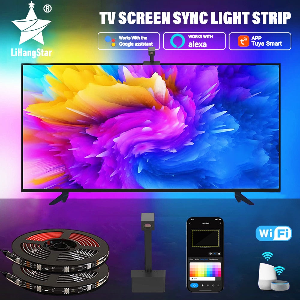 Smart WiFi TV Backlight LED Strip - App Controlled RGB Music Sync Ambient Lighting for Home Theater & Gaming Setup