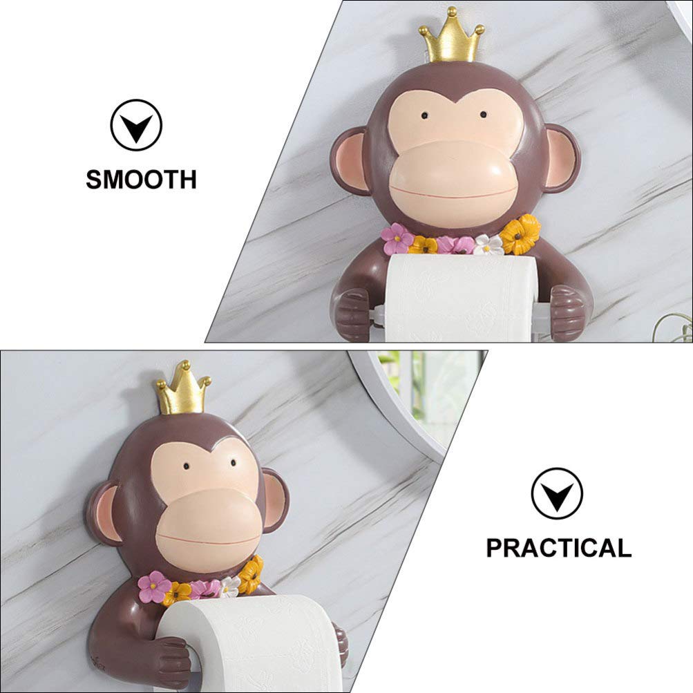 Monkey Roll Paper Holder - Retractable Wall-Mounted Tissue Dispenser for Bathroom, No Drill Resin Toilet Paper Stand with Decorative Monkey Figure - Perfect for Home, Office, and RV Use
