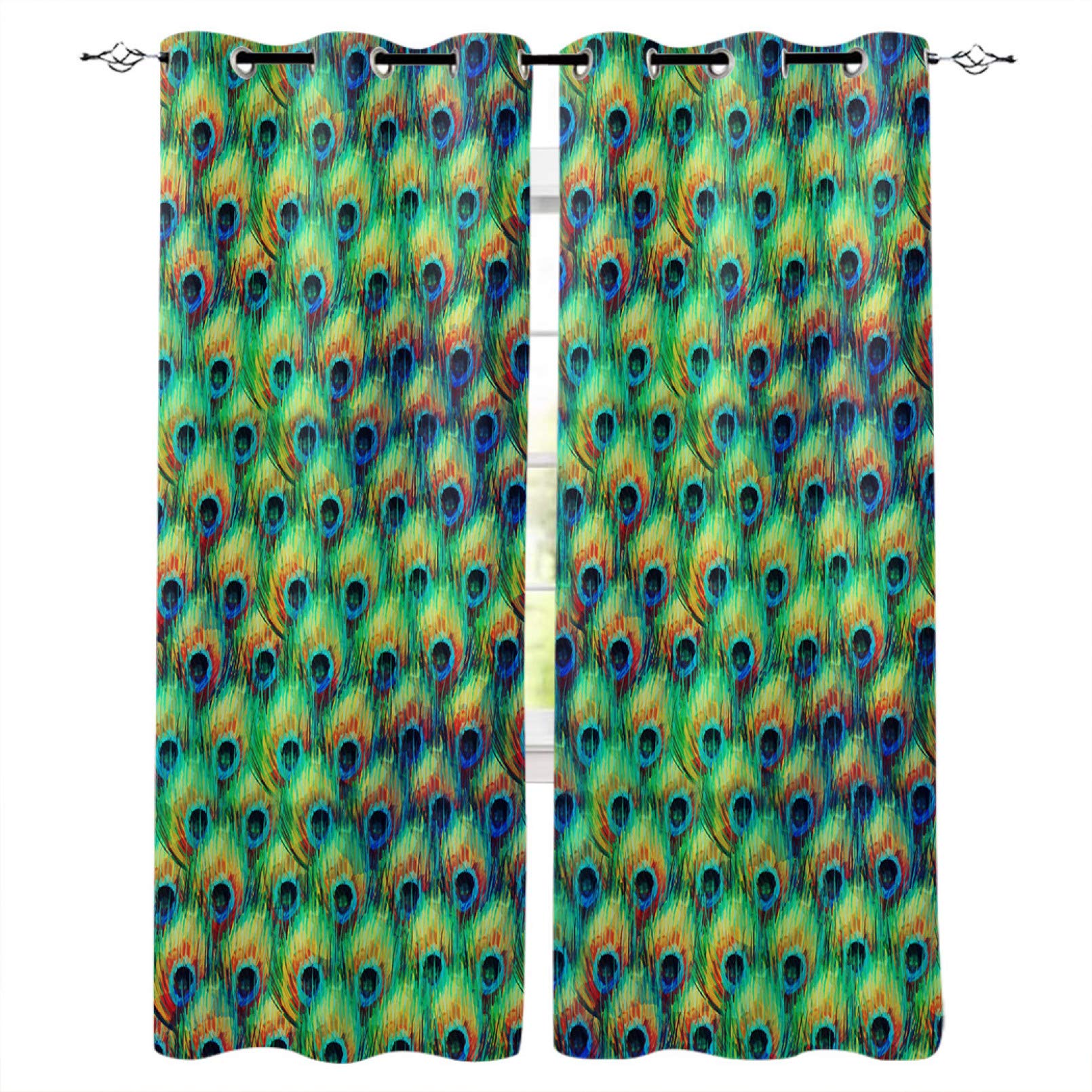YUANCHENG Peacock Feather Window Curtains - Elegant Living Room Decor for Home Decoration | Perfect for Bedroom, Dining Room & Housewarming Gifts