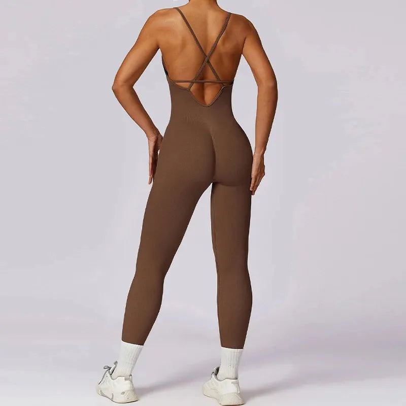 Seamless One Piece Jumpsuit for Women - Sleeveless Push Up Romper Yoga Workout Bodysuit - Perfect for Gym, Running, Yoga & Activewear