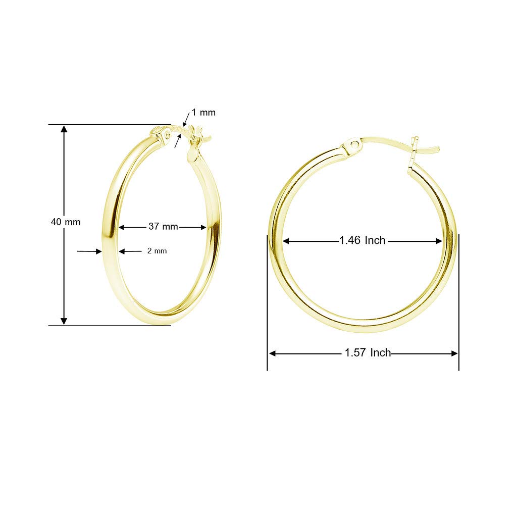Sterling Silver Click Top Hoop Earrings 15-70mm | Lightweight Yellow Gold Dipped | Everyday Wear, Gift for Her, Party & Wedding Jewelry
