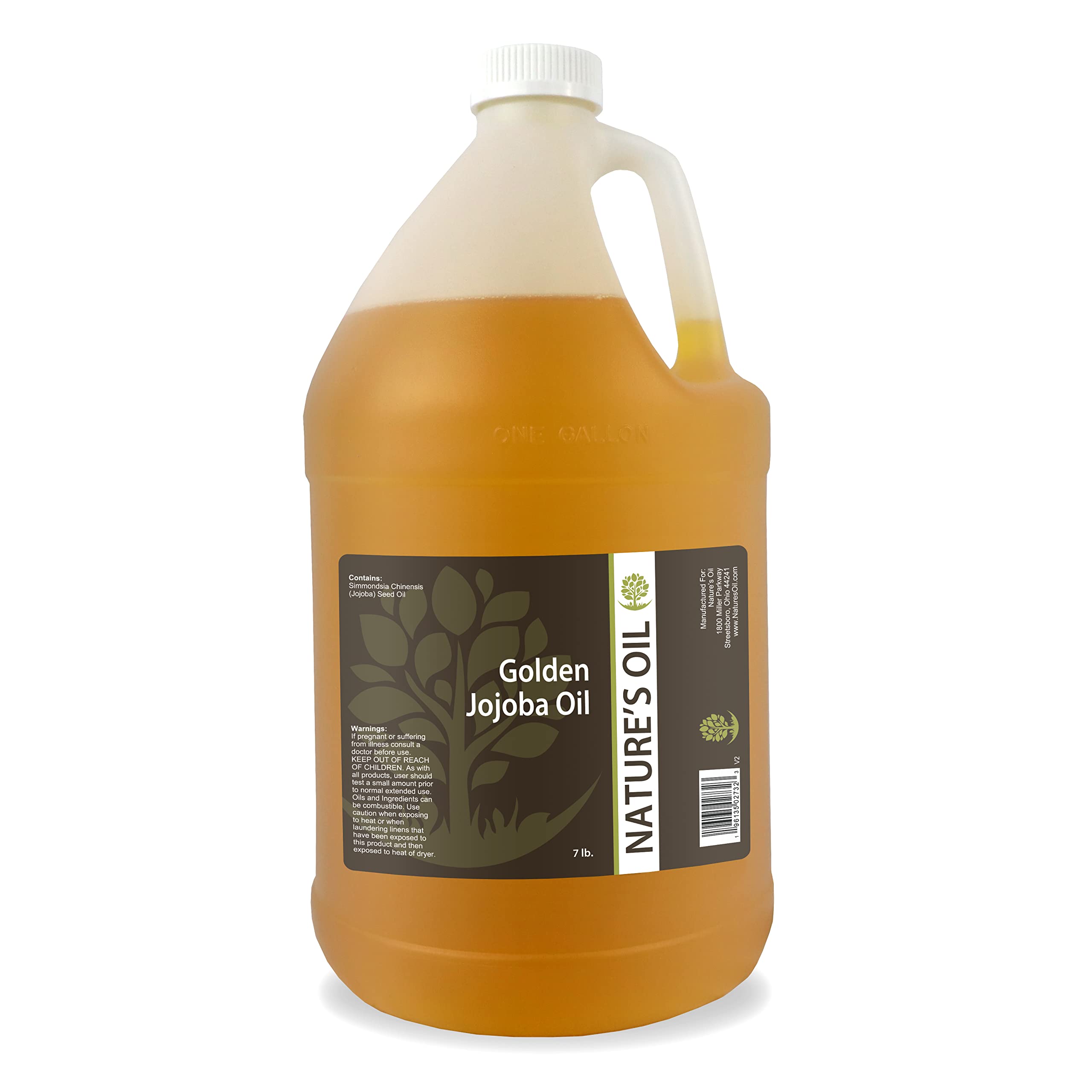 Pure Golden Jojoba Oil - 1 Gallon (128 FL OZ) Unrefined Cold Pressed Carrier Oil for Hair Growth, Skin Care & Beard Moisturizer | Natural Hydration for Face, Body & Scalp | DIY Beauty & Massage Essential Oil