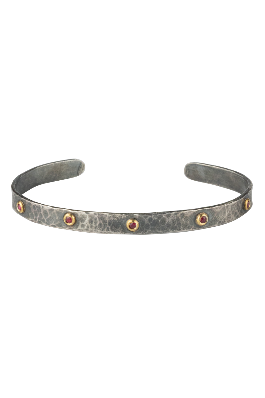 Elegant Ruby & Sterling Silver Dainty Cuff Bracelet for Women - Perfect for Weddings, Date Nights & Special Occasions
