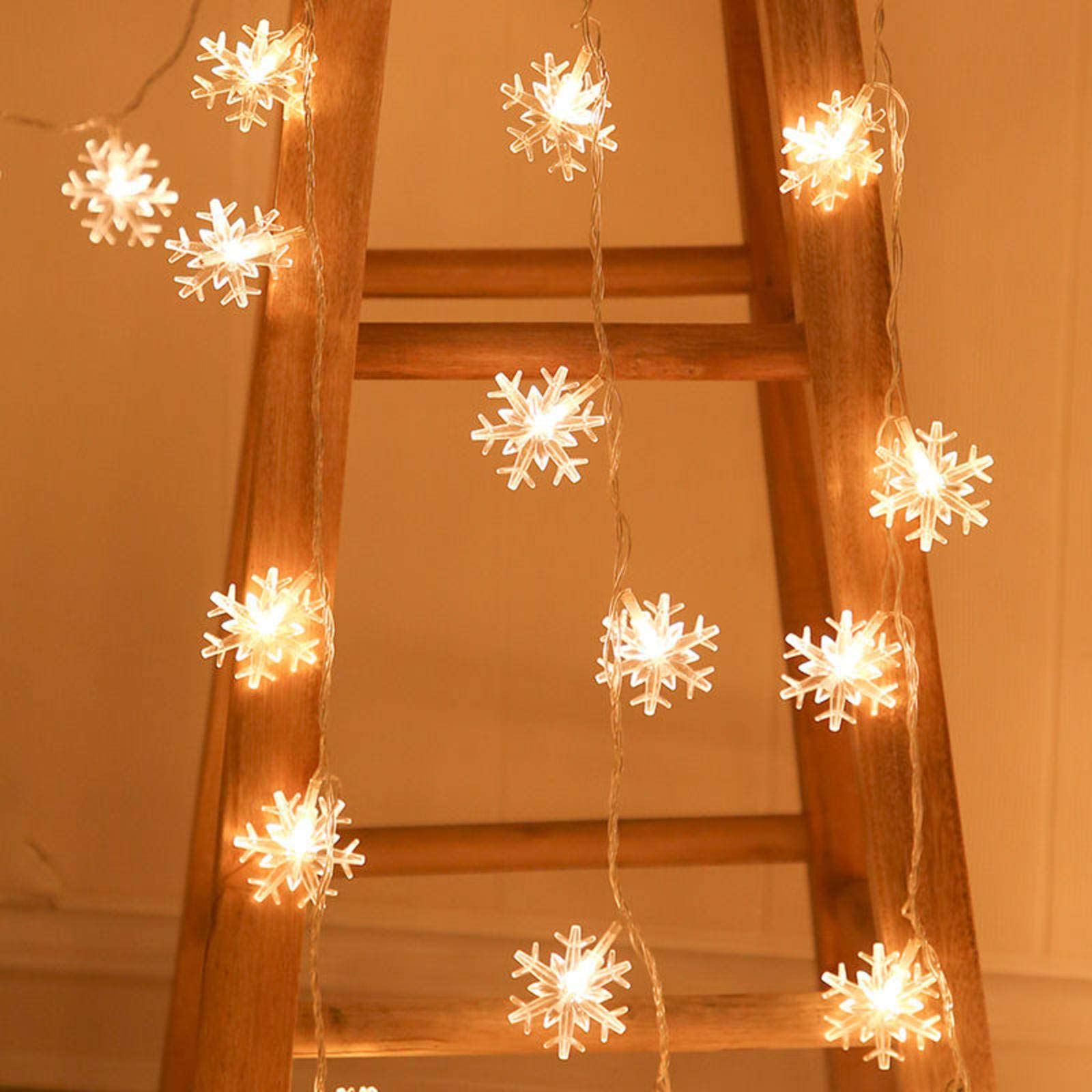 LED Snowflake String Lights - 50ft Fairy Garland for Christmas Tree, New Year, Valentine's Day Decor - Battery & Plug Operated - Indoor/Outdoor Winter Wonderland Party Decorations