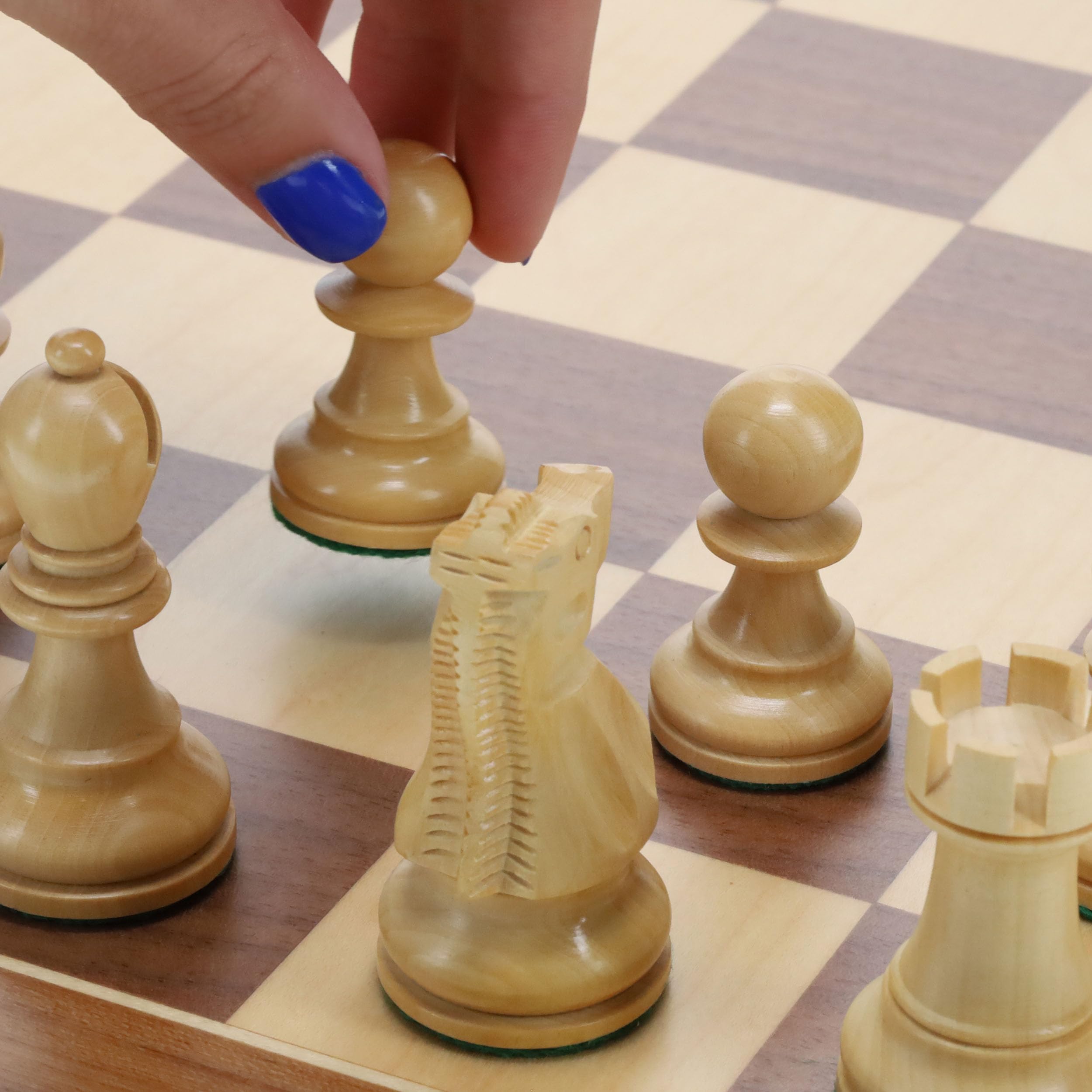 WE Games Jacques Weighted Wooden Chess Pieces - Hand-Polished Black Stained Wood Chess Set with 3.5