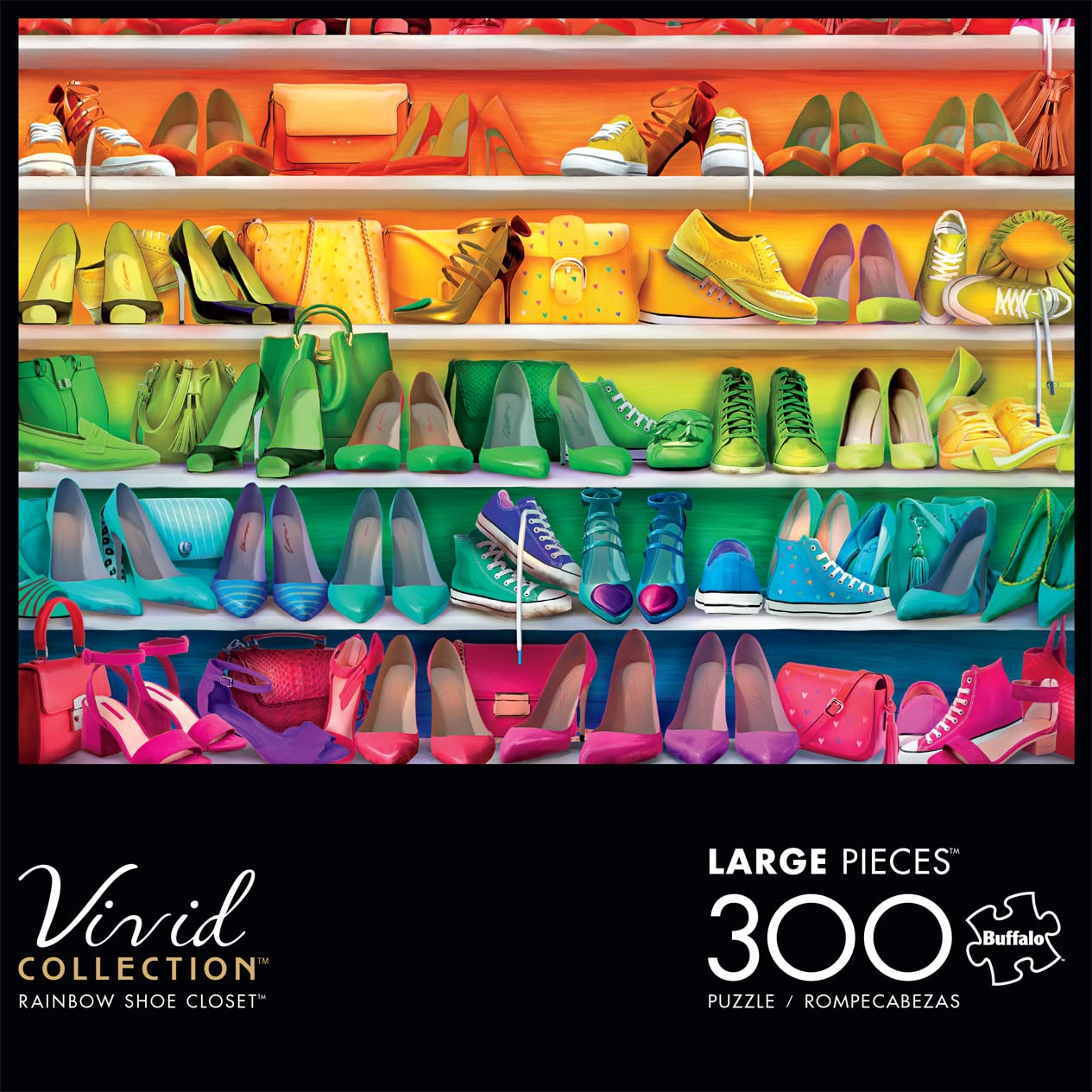 Buffalo Games Lena ArtBeat Studio Rainbow Shoe Closet 300 Piece Jigsaw Puzzle - Family Friendly Challenging Puzzle for Adults & Kids - Perfect for Game Nights, Birthday Gifts & Rainy Day Activities