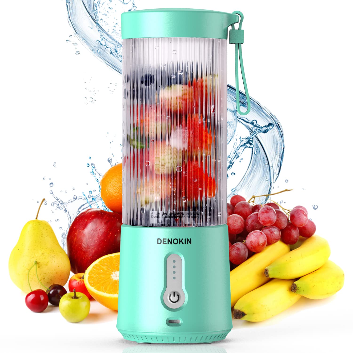 Portable USB Rechargeable Mini Blender - Personal Smoothie Maker & Shake Mixer with Strong Motor for Fruits, Juices - Perfect for Kitchen, Home, Travel & Outdoor Activities