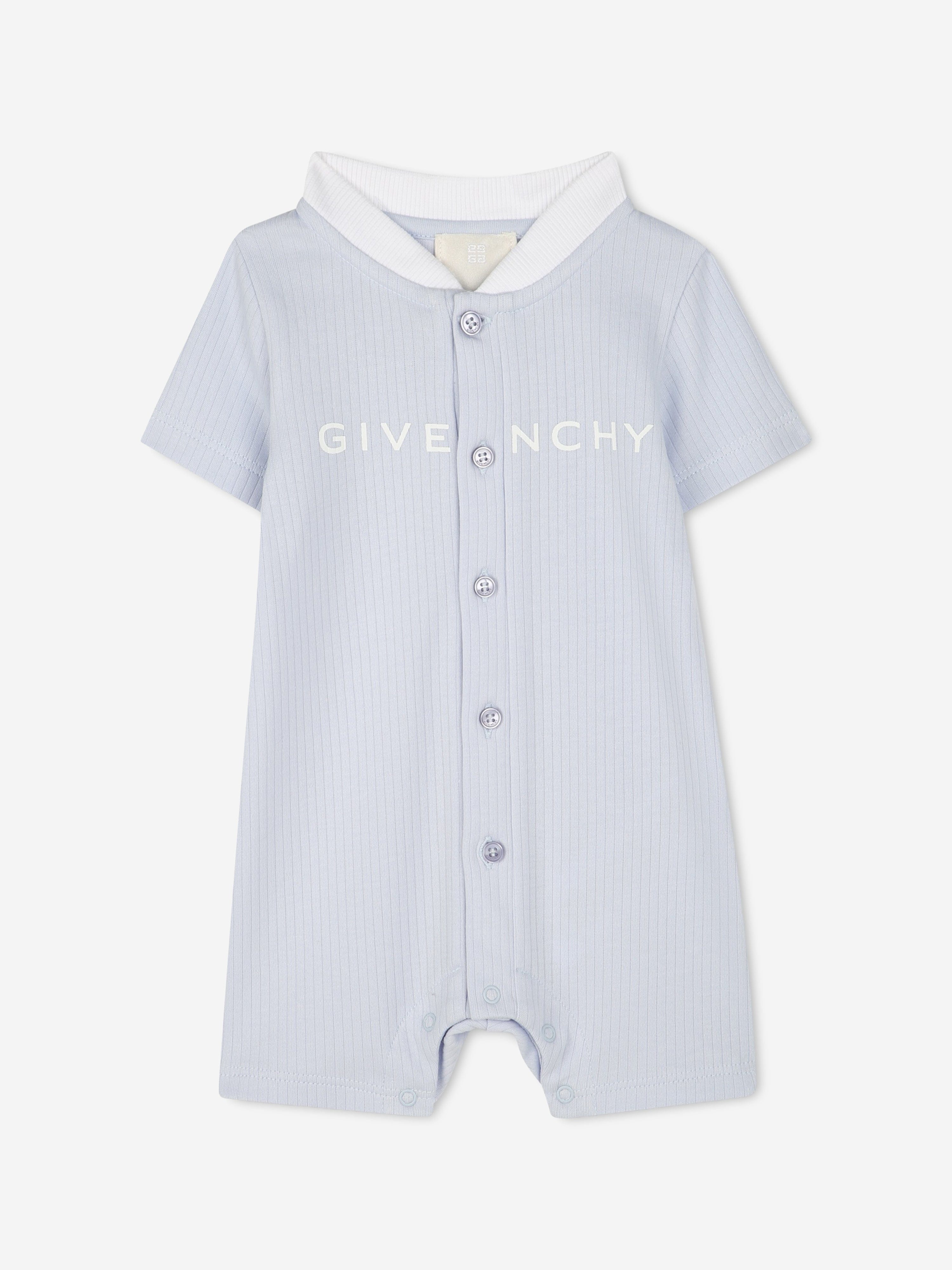 Blue Baby Boys Logo Romper - Soft Cotton One-Piece Outfit for Newborns & Infants | Perfect for Playtime, Photo Shoots & Casual Wear