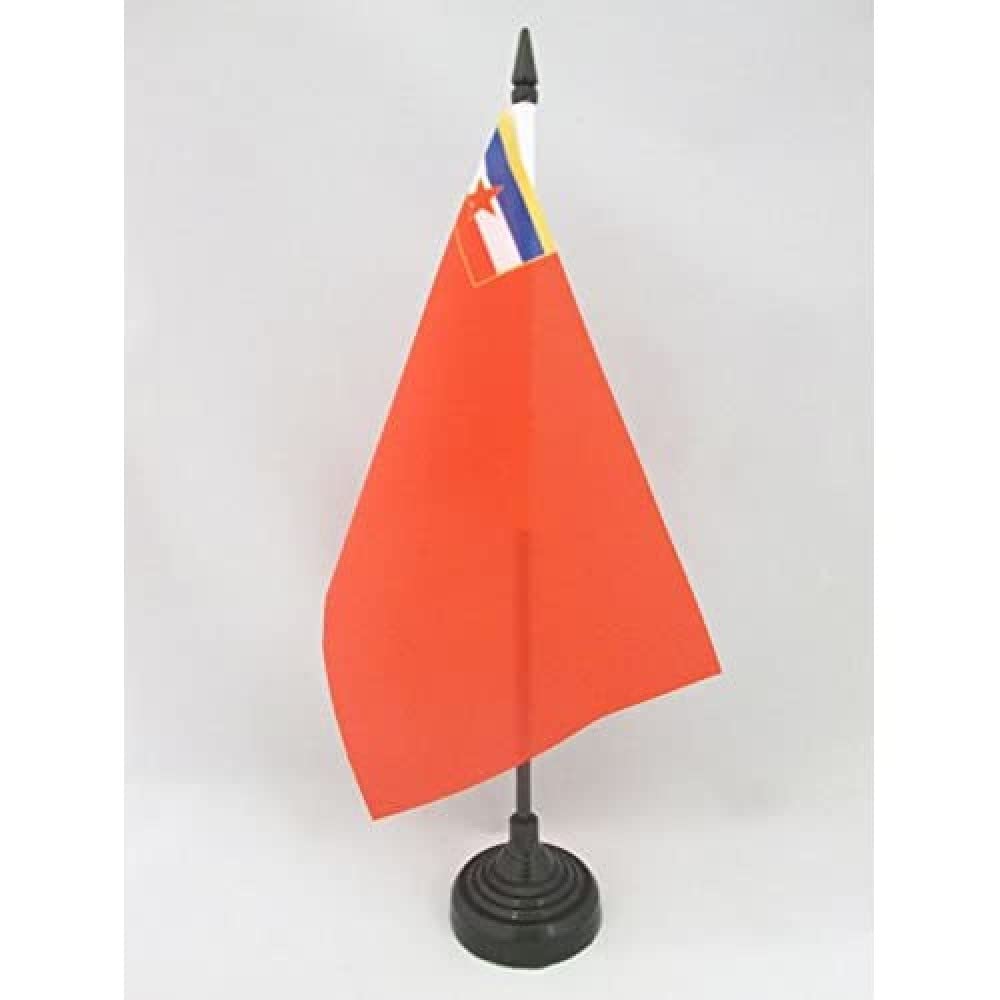 Bosnia and Herzegovina Socialist Republic 1945-1992 Mini Table Flag 5x8 Inches - 21x14 cm Small Desk Flag with Black Plastic Pole & Base by AZ FLAG - Perfect for Historical Displays, Office Decor, and Balkan Heritage Events