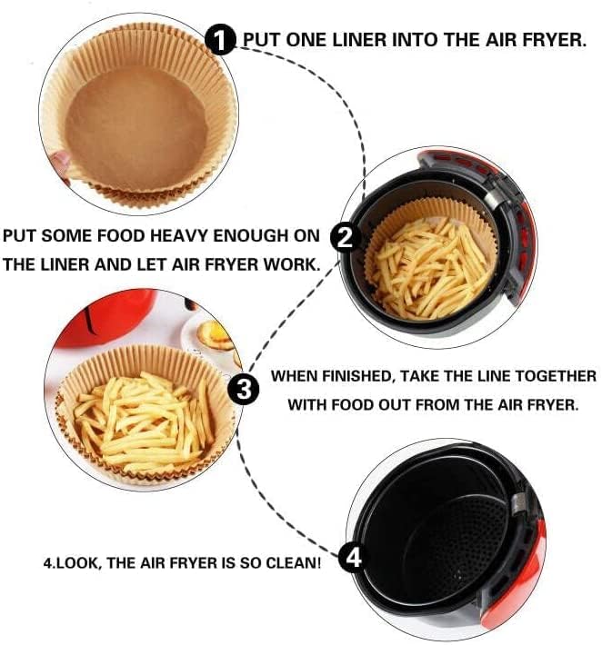 50pcs 16cm Round Non-Stick Air Fryer Disposable Liners - Perfect for Hassle-Free Cooking & Easy Cleanup | Ideal for Air Fryers, Baking, Roasting & Meal Prep