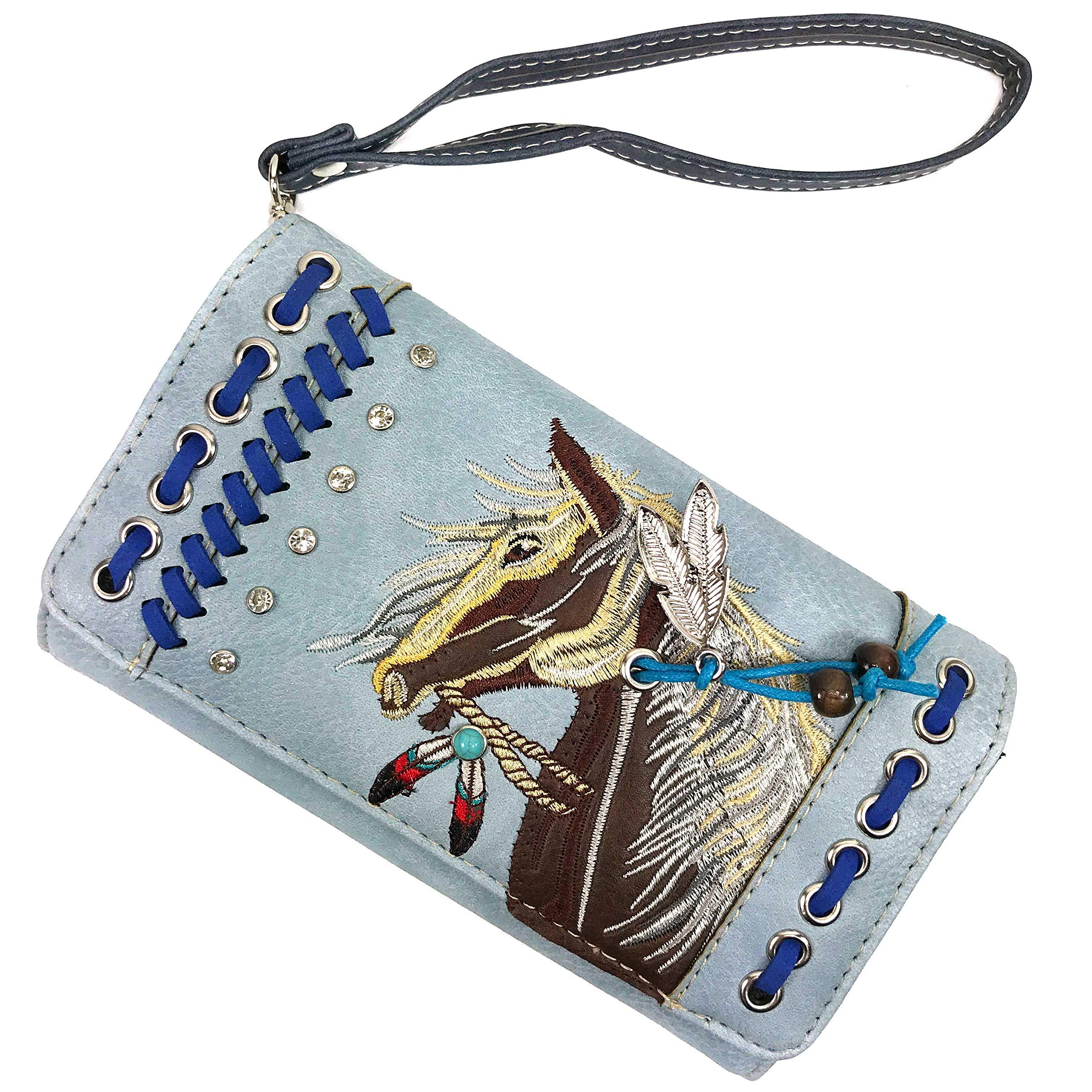 Zelris Dakota Dales Pony Horse Embroidery Western Crossbody Wallet for Women - Country Style Leather Purse with Mane Design, Perfect for Rodeo, Cowgirl Outfits & Western Fashion Accessories