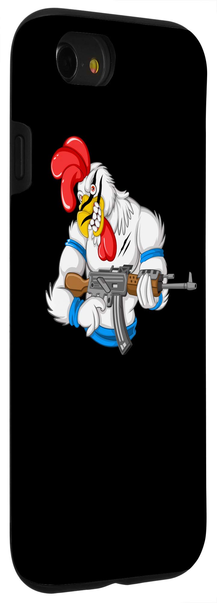 iPhone SE (2020)/7/8 Angry Chicken Cartoon Weapon Case - Funny Rooster Gun Farmer Gift Phone Cover for Daily Use & Gifting