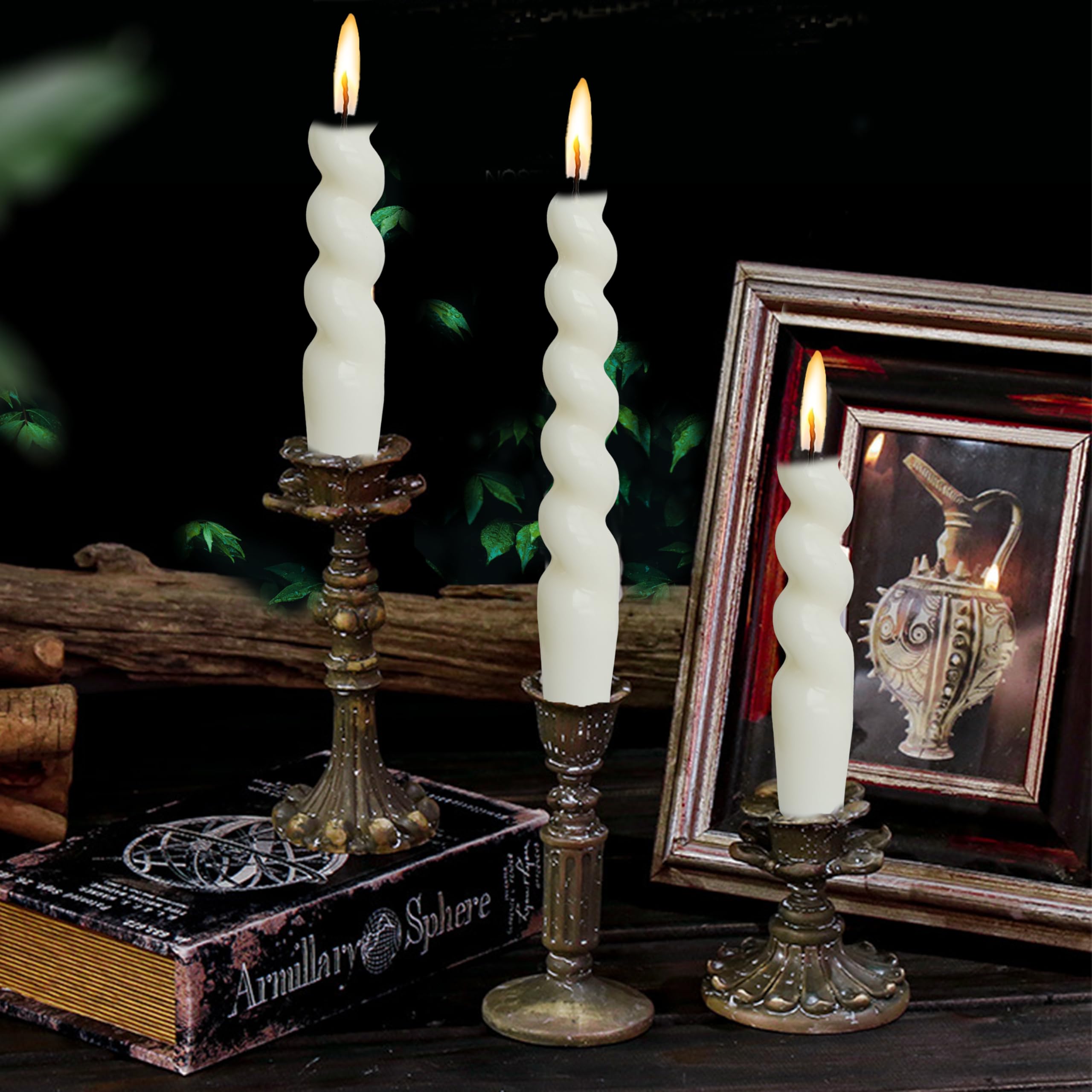 White Spiral Taper Candles 7.5