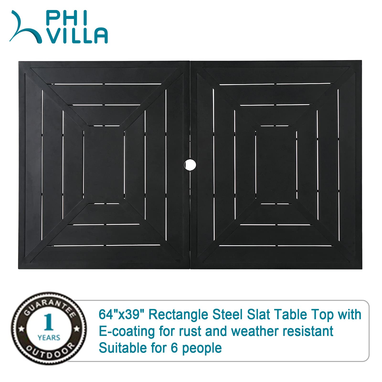 PHI VILLA 7-Piece Outdoor Dining Set - Metal Rectangle Table & 6 Stackable Bistro Chairs for Patio, Backyard, Garden - Perfect for BBQs, Poolside Gatherings & Outdoor Entertaining