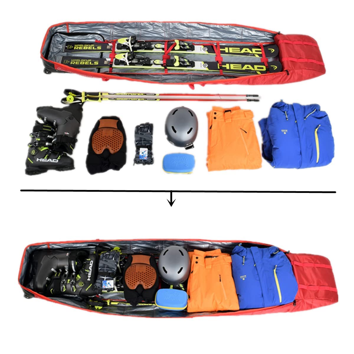 Waterproof Adjustable Ski & Snowboard Wheel Bag - Fully Padded Sport Tent for Travel & Storage | Perfect for Winter Sports Equipment Protection & Transportation