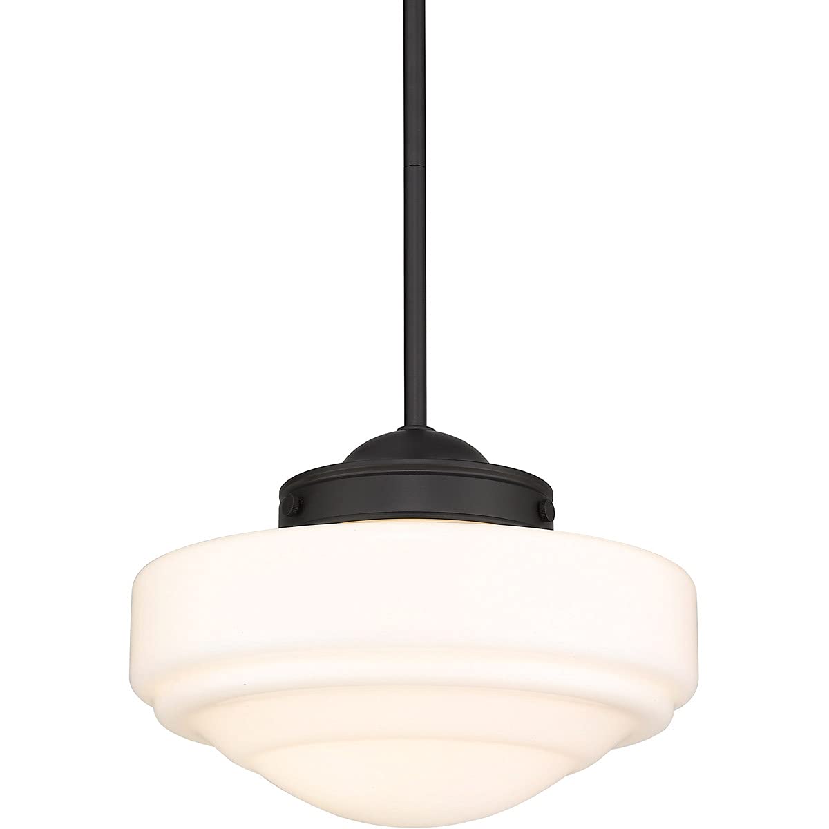Vintage Matte Black Medium Pendant Light with Milk Glass Shade - Perfect for Farmhouse, Industrial & Retro Home Decor