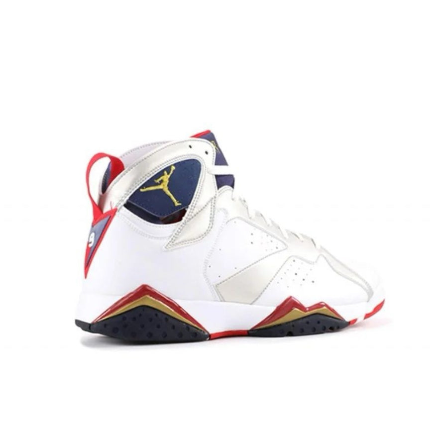 Air Jordan 7 Retro 2004 Olympic White Metallic Gold Navy True Red Basketball Shoes - Men's High-Top Sneakers for Streetwear & Sports Performance