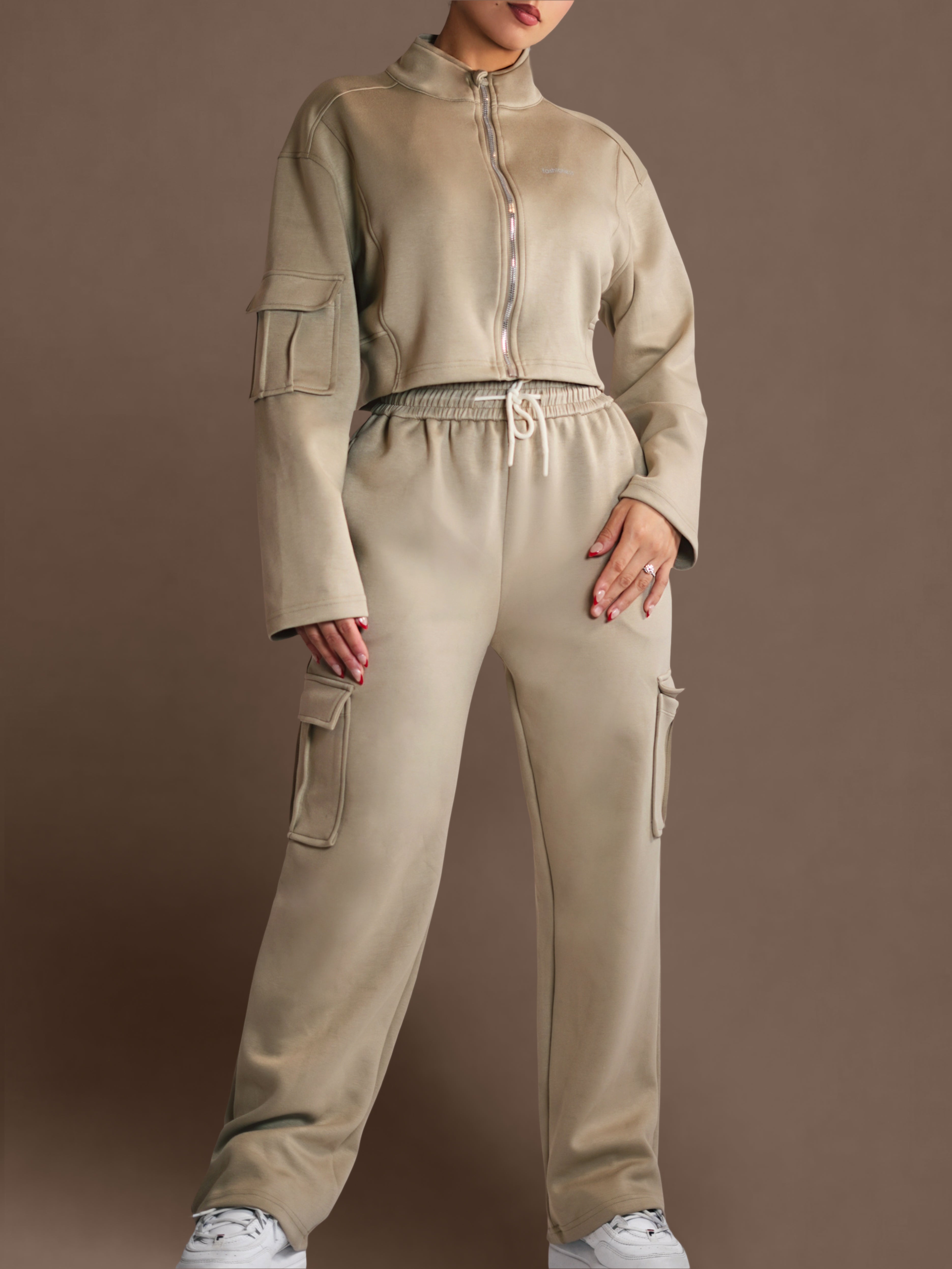 Lounge Mode Cargo Joggers - Soft Nude Color Comfortable Casual Pants for Women | Perfect for Yoga, Running, Travel & Everyday Wear