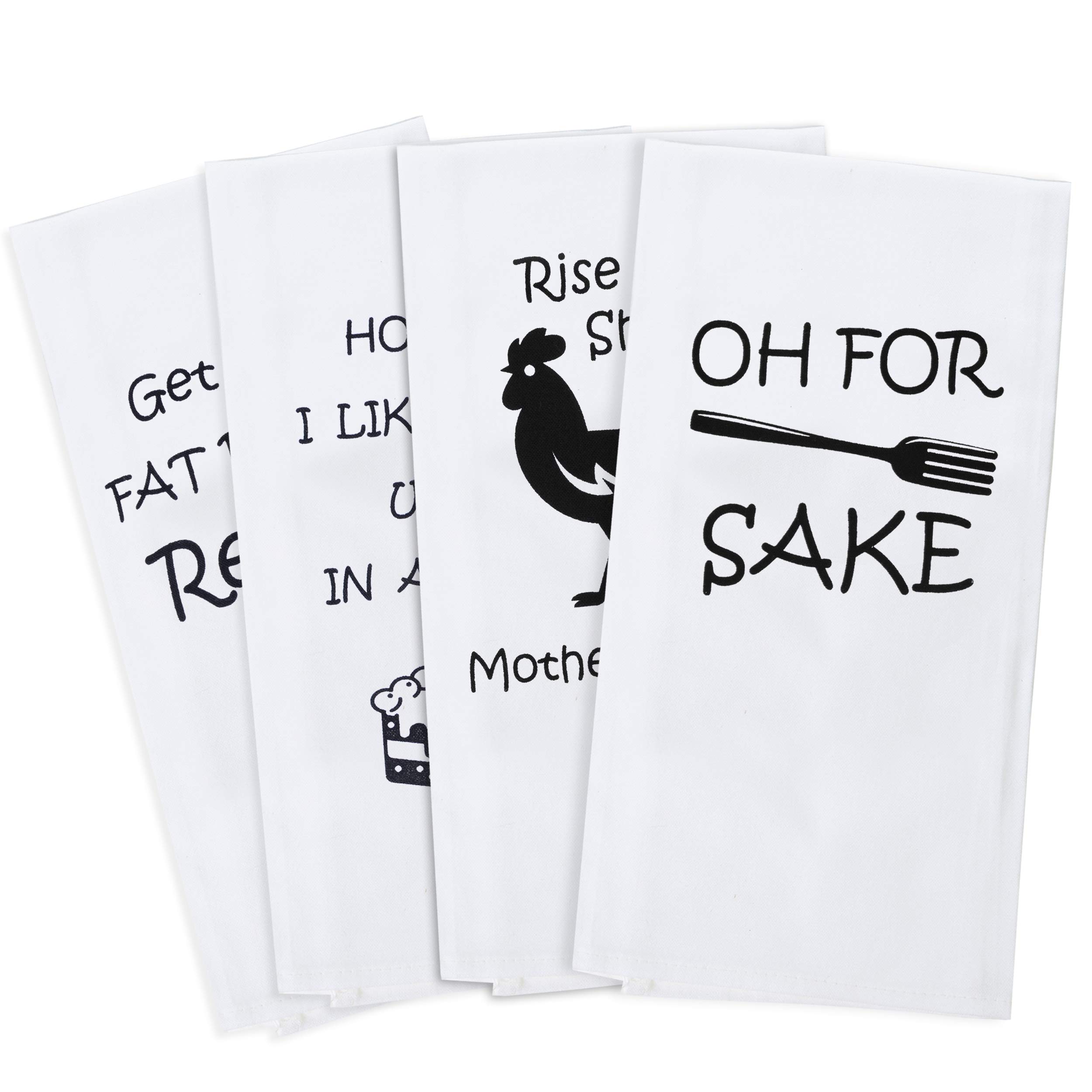 Funny Cotton Kitchen Towel Set - Decorative Hand, Dish & Tea Towels for Home Decor | Housewarming, Hostess, Christmas, Mother's Day & Birthday Gift Idea | Perfect for Cooking, Baking & Kitchen Decor