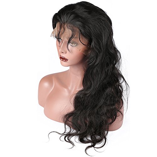 DaJun Hair 22 Inch Full Lace Human Hair Wigs with Baby Hair - European Virgin Remy Human Hair Body Wave Wig in #1 Jet Black | Natural Look for Daily Wear, Cosplay & Special Occasions