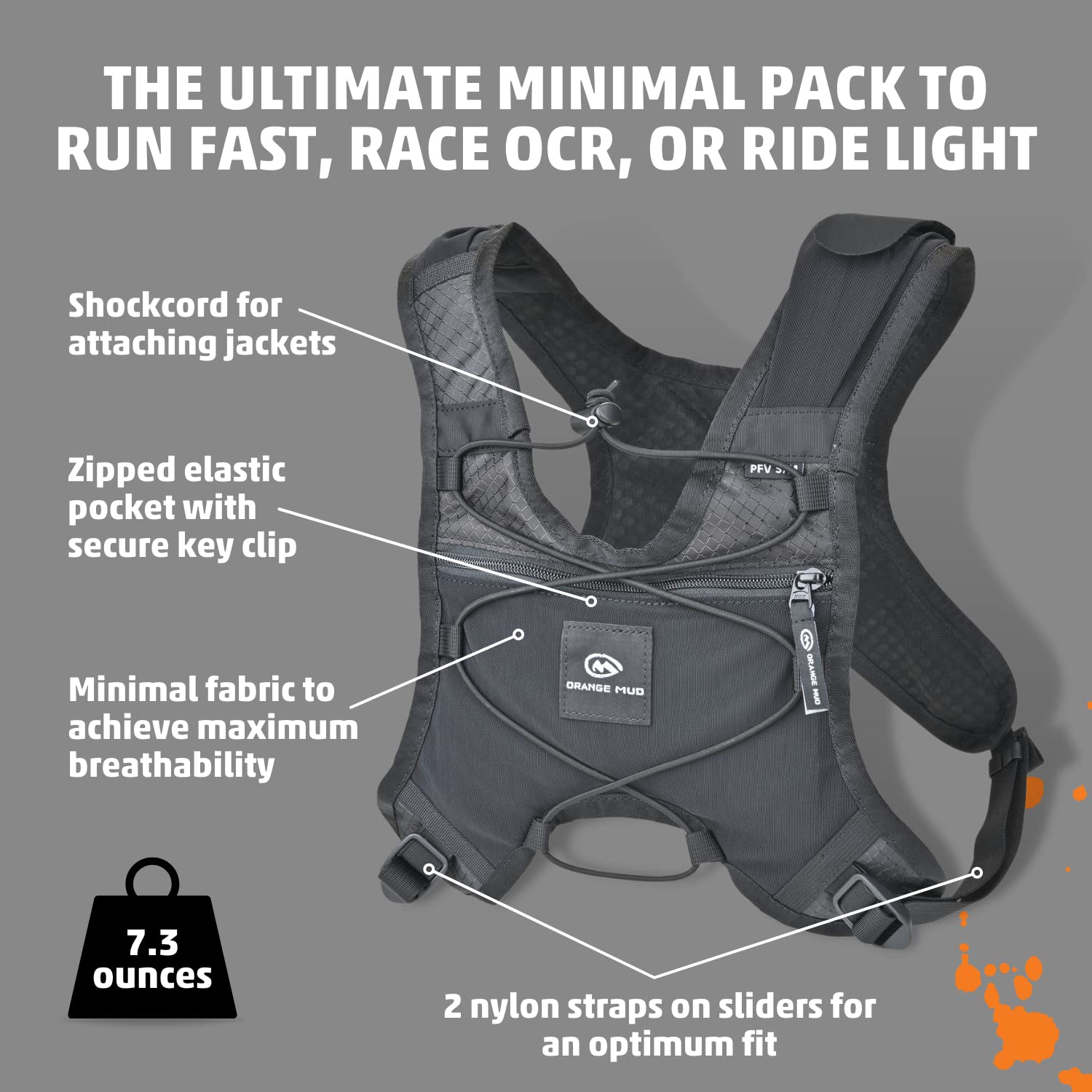 Orange Mud Phone Flask Vest 2.0 - Hydration Running Pack with Phone Pocket, Black - Perfect for Trail Running, Hiking & Outdoor Adventures