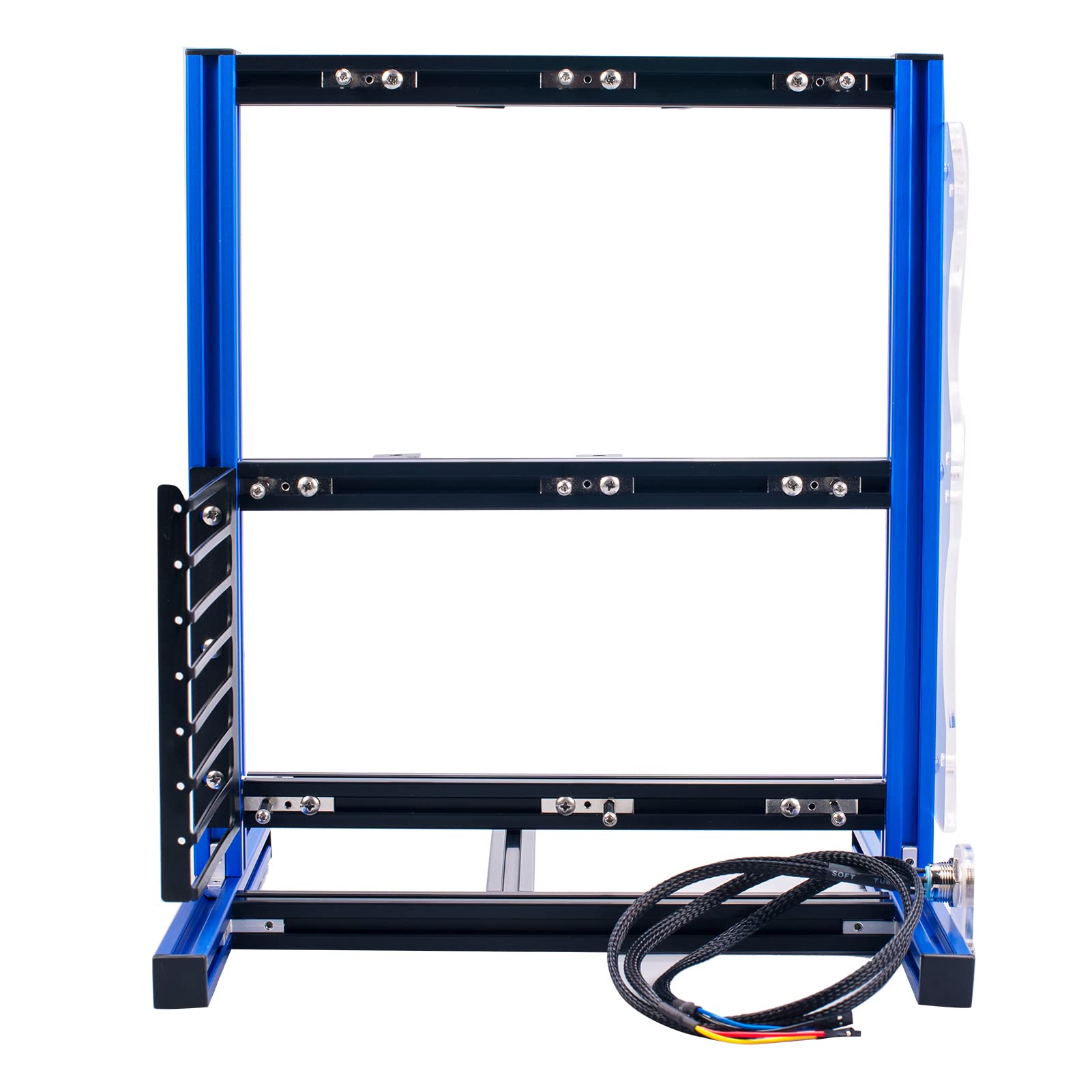 DIY ITX MATX ATX Open Air Computer Case - Aluminum Open Frame PC Test Bench with Vertical Motherboard Mount (Blue Black) | Perfect for PC Builders, Tech Enthusiasts & Hardware Testing