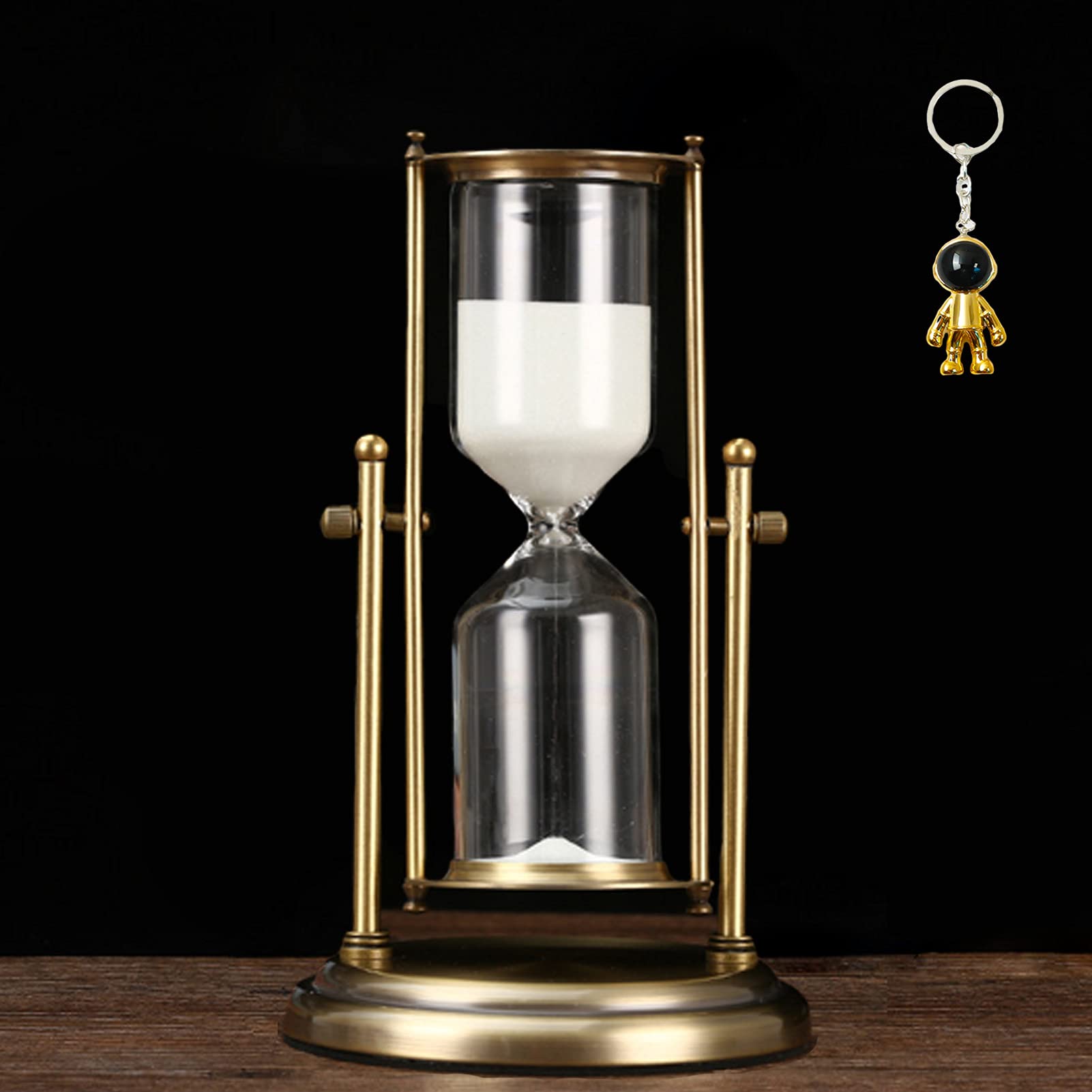 Vintage 60-Minute Metal Hourglass Sand Timer with White Sand - 360° Rotating Sandglass Clock for Kitchen, Office, Wedding Decor | Perfect for Cooking, Meditation, and Home Decoration