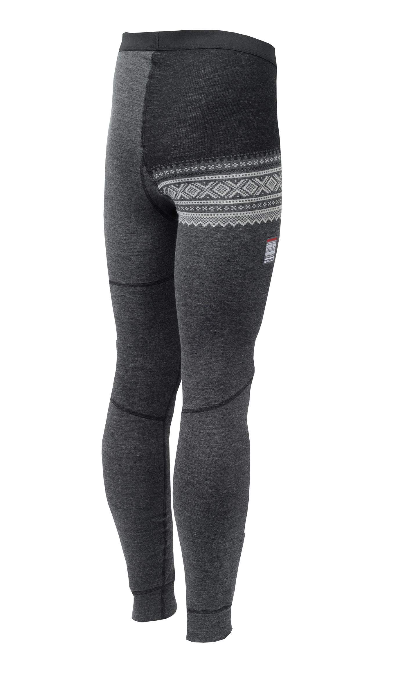 Marius Aclima Men's Merino Wool Base Layer Leggings - Grey Thermal Underwear for Hiking, Running & Cold Weather Activities