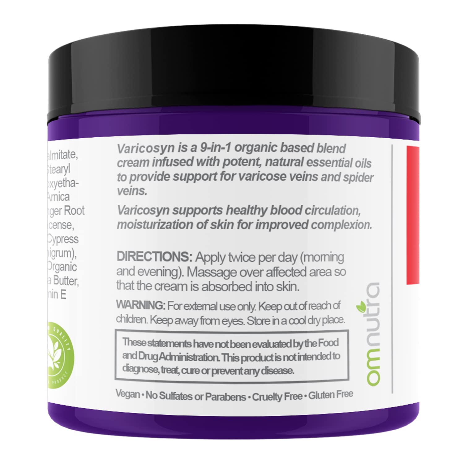 Horse Chestnut Cream for Varicose Veins & Spider Veins - 4oz Natural Leg Vein Treatment - Soothes Aching Legs & Improves Circulation for Daily Comfort