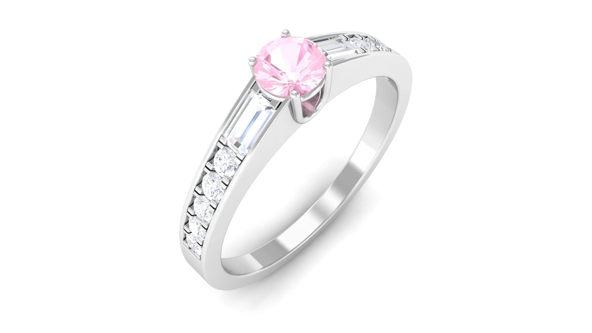 3/4 CT Rose Quartz and Diamond Engagement Ring in 14K Solid Gold - Round Cut Solitaire Ring for Women, Classic Bridal Jewelry, Perfect for Proposals, Anniversaries, and Romantic Gifts