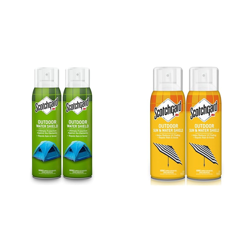 Scotchgard Sun and Water Shield Spray - 2 Pack (21 oz Each) | Water Repellent for Outdoor Gear, Tents, Backpacks, Jackets | Protects Canvas, Polyester & Nylon Fabrics | Ideal for Camping, Hiking & Rainy Weather Use