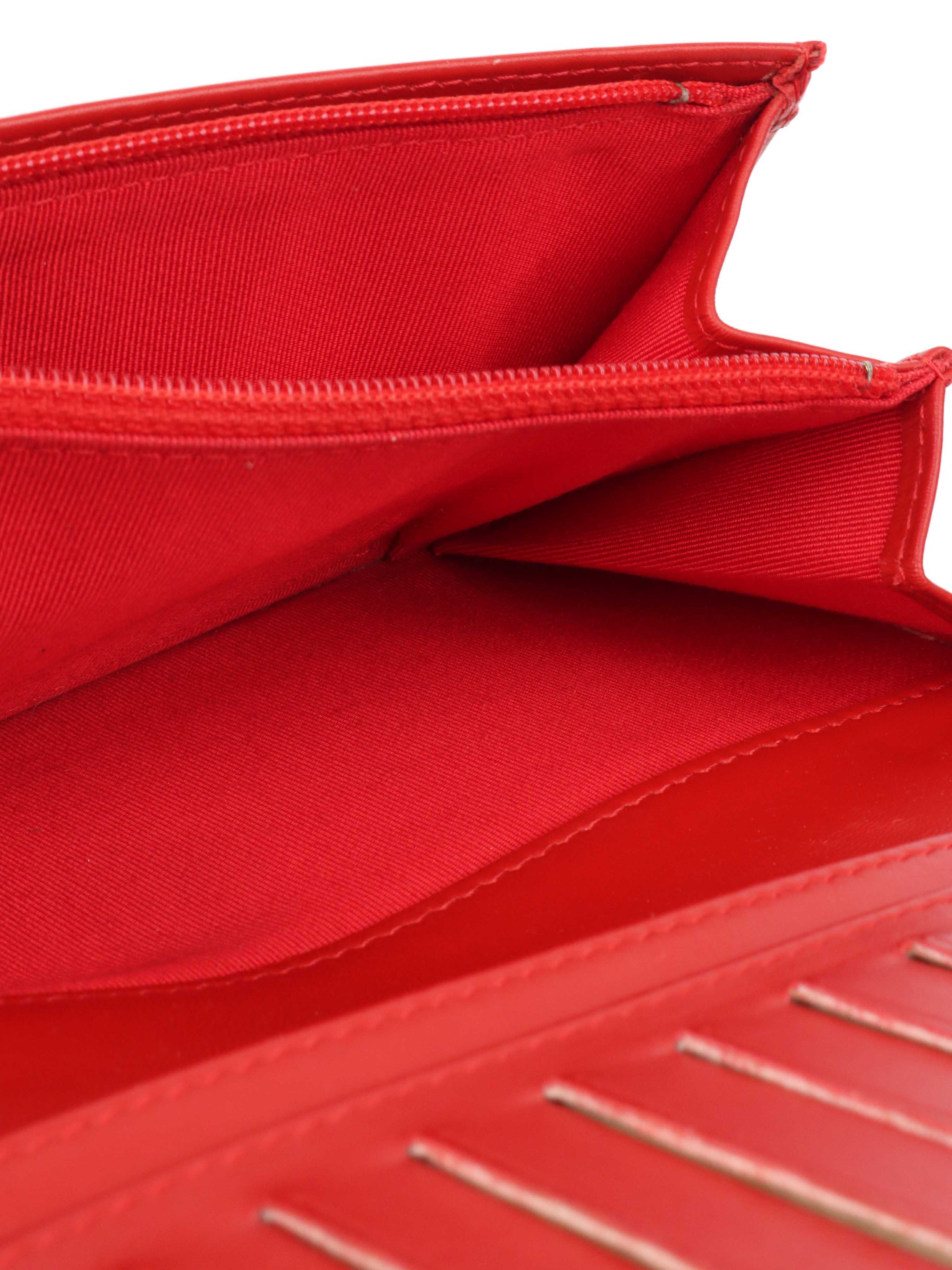 Chanel Red Caviar Leather Long Wallet for Women - Luxury Designer Clutch with Multiple Card Slots & Zippered Compartment | Perfect for Everyday Use, Travel & Special Occasions