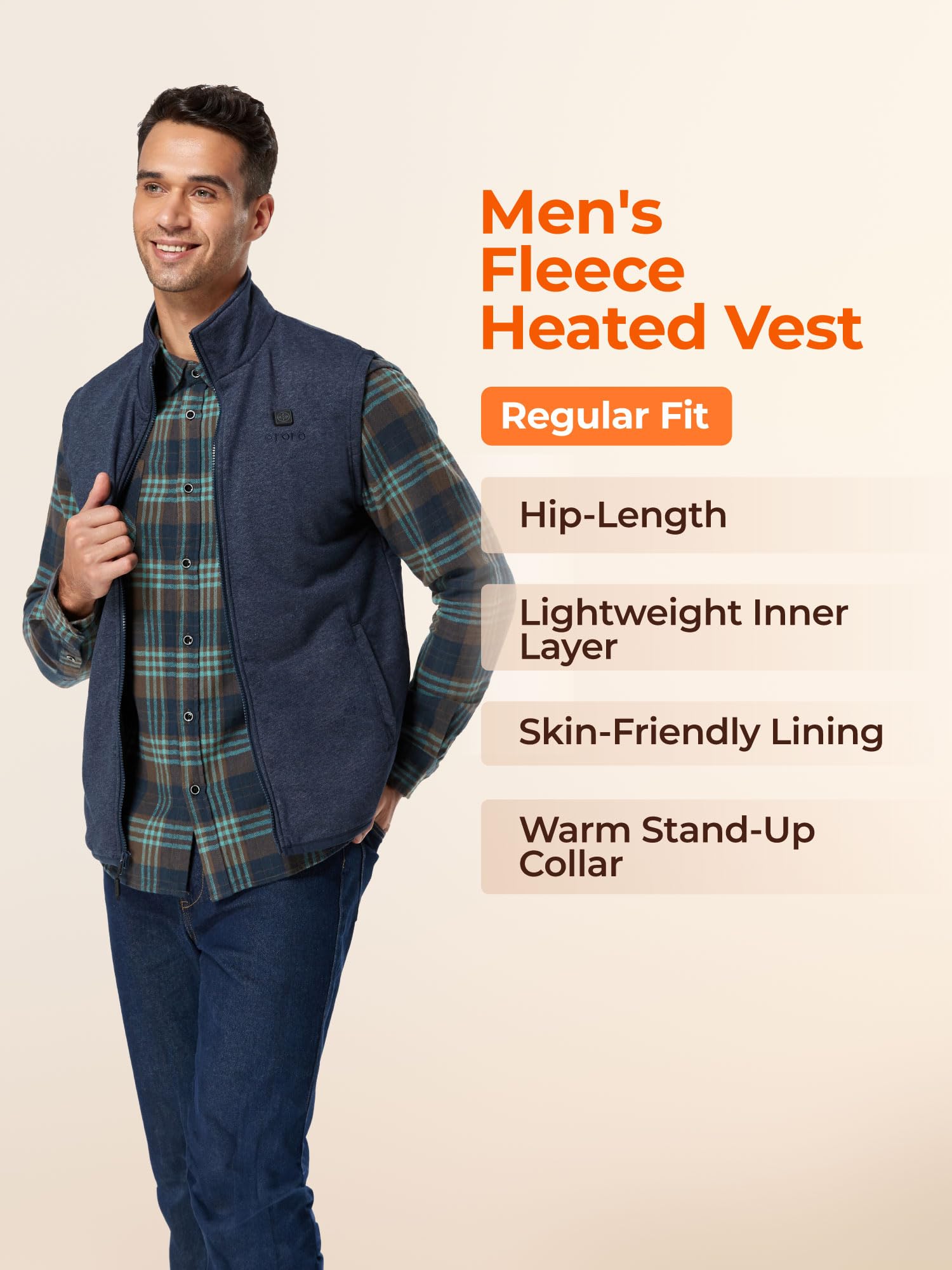 ORORO Men's Heated Vest with Rechargeable Battery - Lightweight Electric Fleece Jacket for Winter Outdoor Activities - Hunting, Hiking, Camping & Cold Weather Work