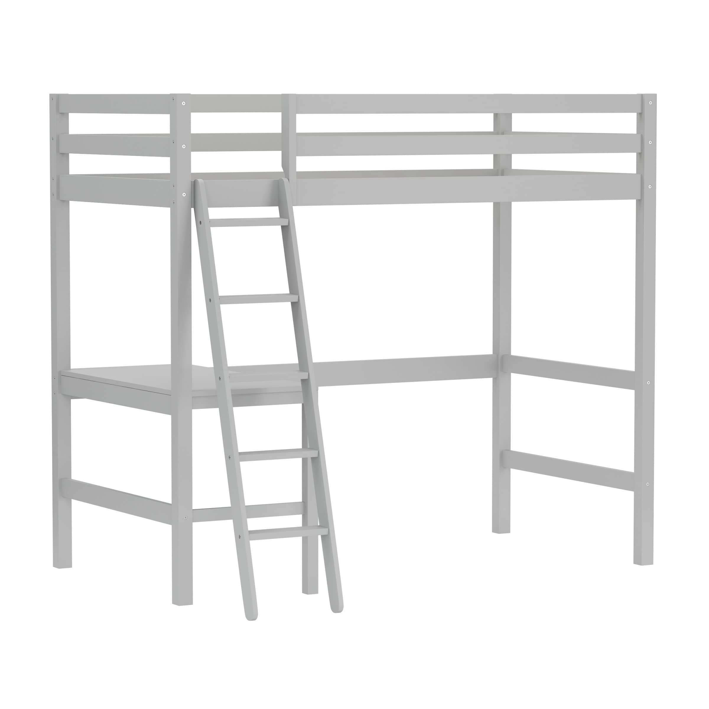 Hillsdale Furniture Caspian Twin Loft Bed with Ladder, Gray - Space-Saving Kids Bedroom Furniture for Small Rooms & Dorm Rooms