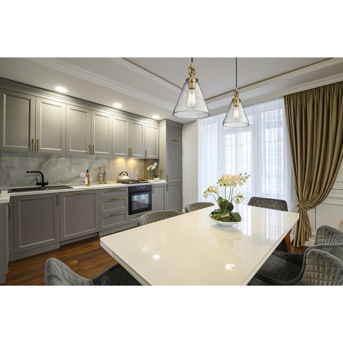 Z-Lite 3034P8-RB Harper 1-Light Pendant Light Fixture, 100W Rubbed Brass Finish - Perfect for Kitchen Island, Dining Room, or Entryway Lighting