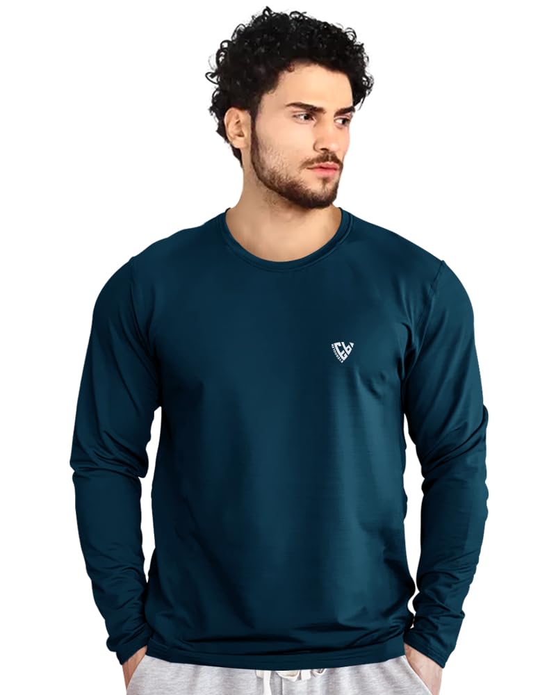EYEBOGLER Men's Round Neck Full Sleeve Active T-Shirt - Regular Fit Casual & Workout Tee for Gym, Running, and Everyday Wear