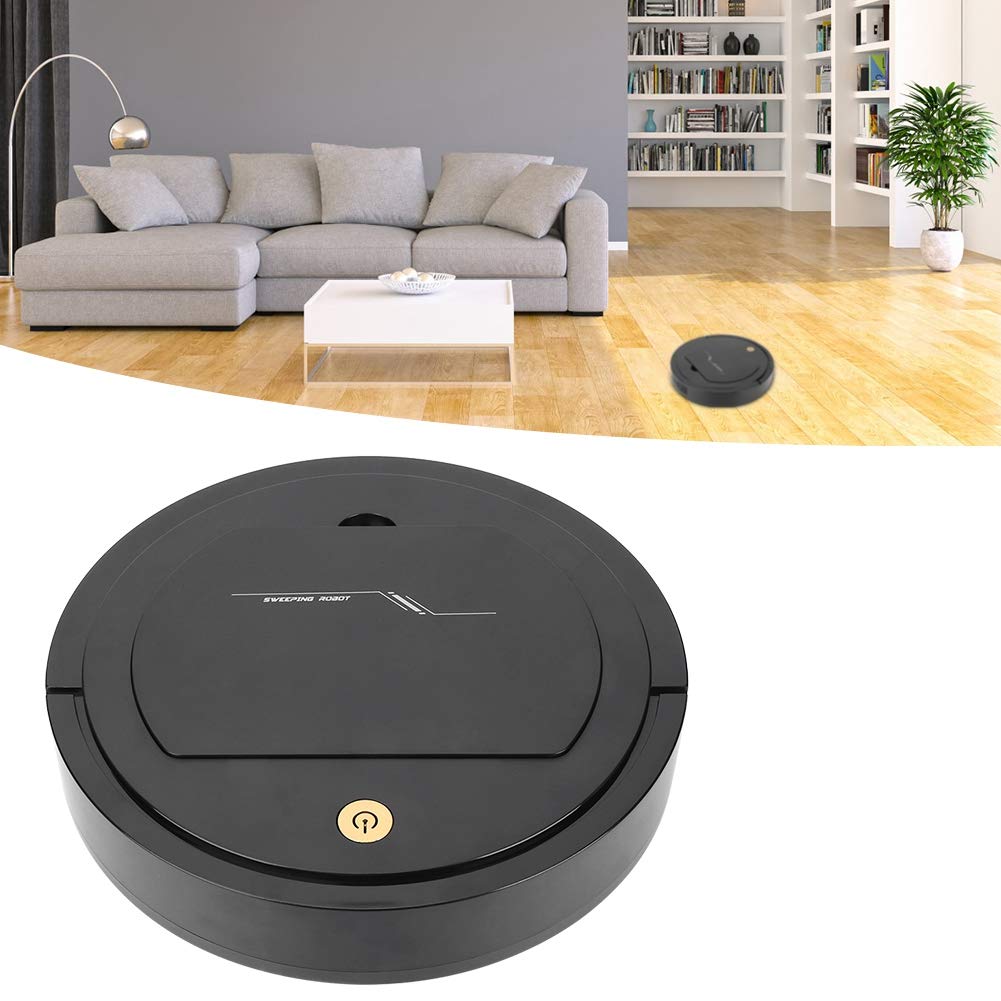 HoWecib 3-in-1 Smart Robotic Floor Cleaner with USB Charging - Auto Sweeping for Hardwood, Marble & Tile Floors - Ideal for Home, Office & Pet Hair Cleaning (Black)