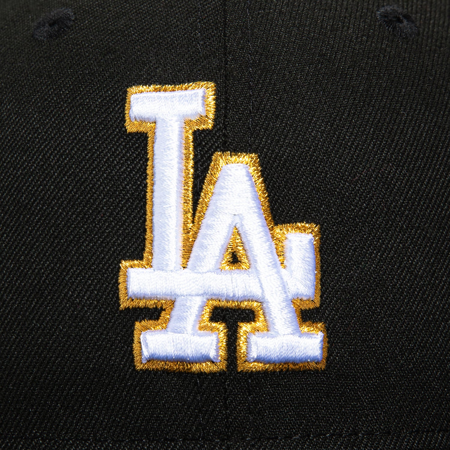 New Era 59Fifty Los Angeles Dodgers 100th Anniversary Patch Snapback Hat - Black & Metallic Gold - Official MLB Baseball Cap for Men & Women - Perfect for Games, Collecting & Streetwear Fashion