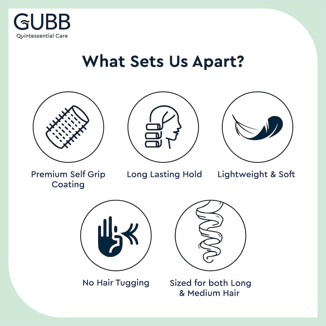 GUBB Hair Roller Set for Curly Hair - Green Spiral Rollers for Long & Short Hair - Perfect for Salon, Home Styling & DIY Hair Care