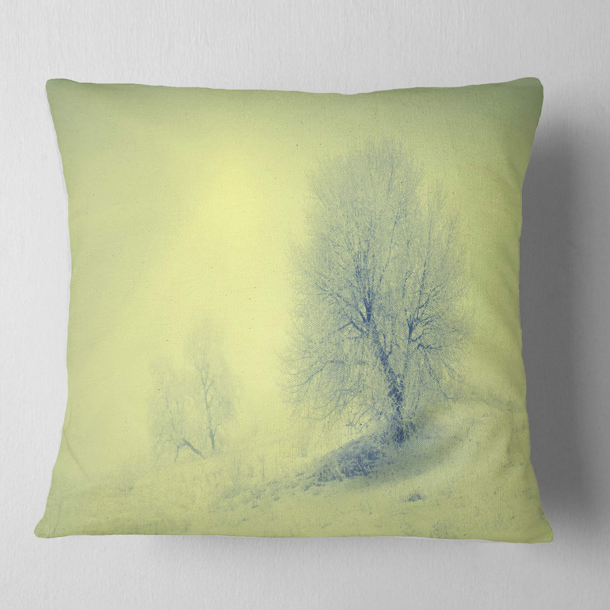 DesignQ CU14679 Decorative Throw Pillow Cushion - 18x18 Inches, Soft Green Square Pillow Cover for Sofa, Bed, Chair - Home Decor, Living Room, Bedroom Accent