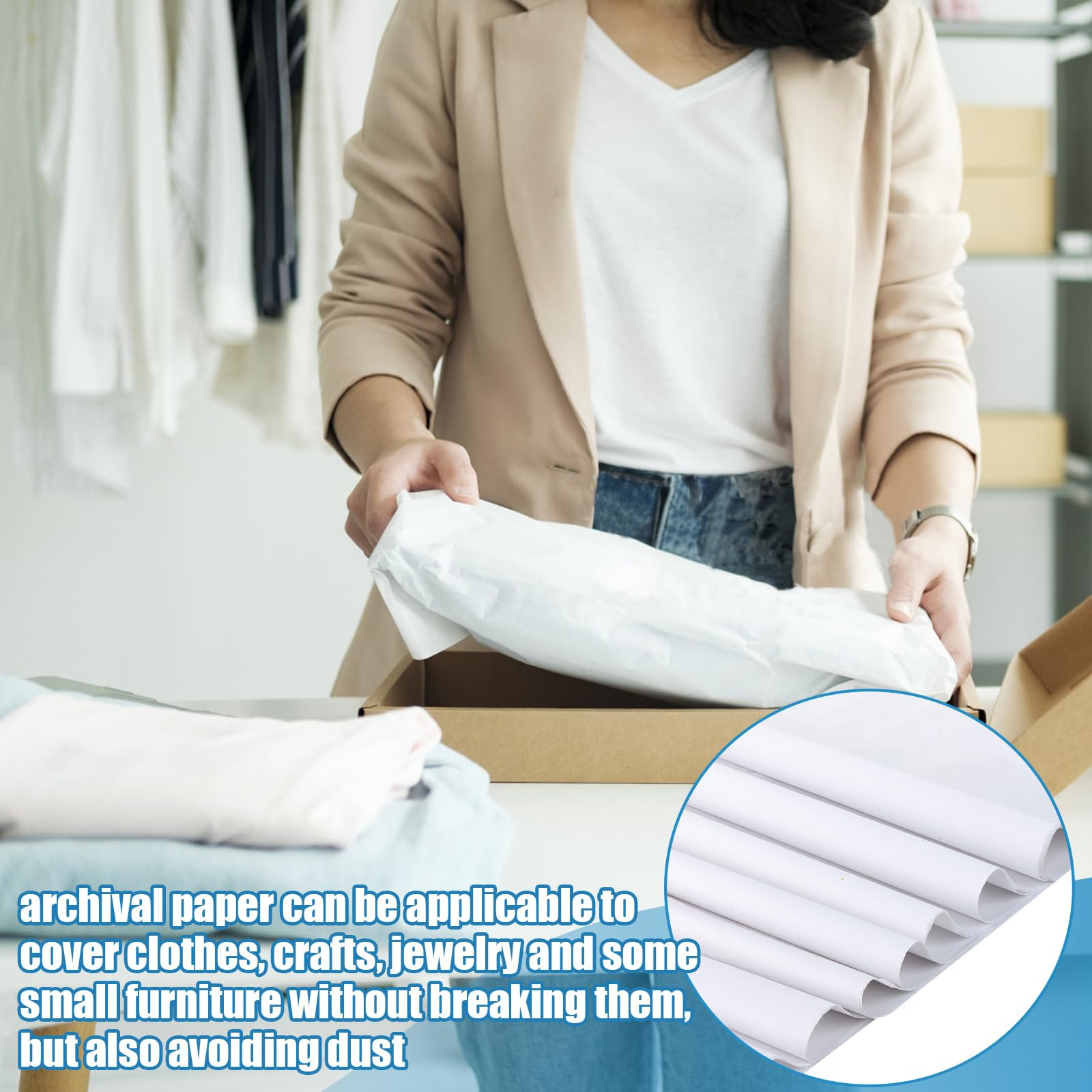 200 Pcs Acid-Free Archival Tissue Paper - 24 x 36 Inches, White, Unbuffered, for Safe Storage of Clothes, Textiles, Jewelry & Gift Wrapping - Perfect for Wedding Presents, Museum Archiving & Delicate Fabric Protection