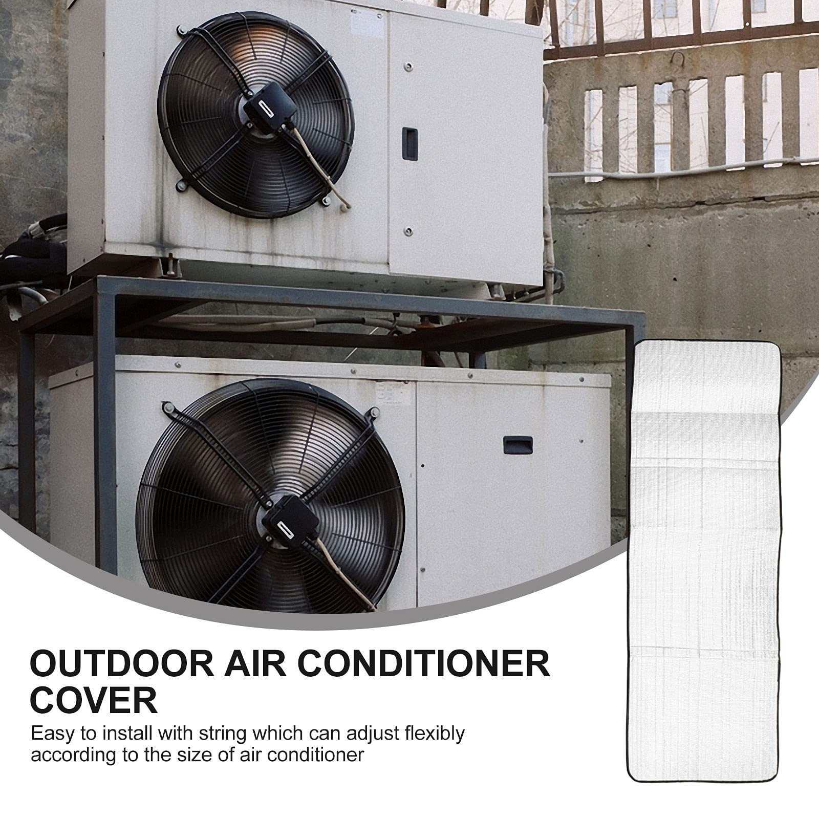 Outdoor Air Conditioner Cover - 145x45cm Silver Sun Shade Protection for AC Unit | Weatherproof & UV Resistant | Perfect for Home, Apartment, and Office Use