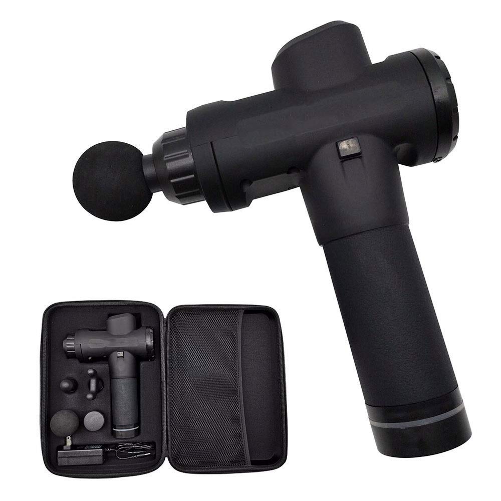Professional Deep Tissue Massage Gun - 20 Speed Levels, 4 Interchangeable Heads, Ultra-Quiet Percussion Therapy for Muscle Recovery & Pain Relief | Portable Electric Fascia Gun for Athletes, Gym, Home Use & Physical Therapy (17.5x6.8x22.3cm)