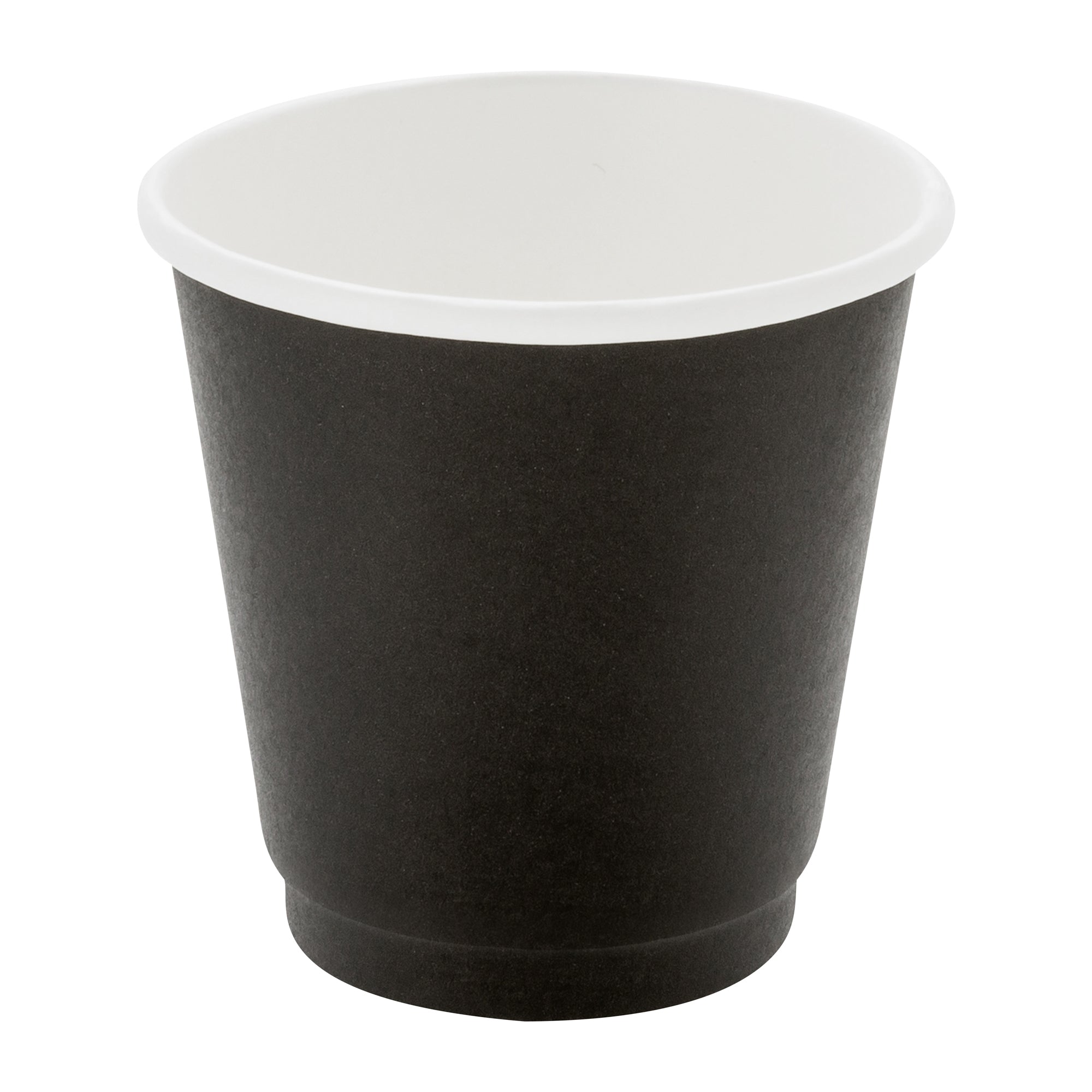 8 oz Round Black Paper Coffee Cups - Double Wall Insulated Hot/Cold Drink Cups (3.5