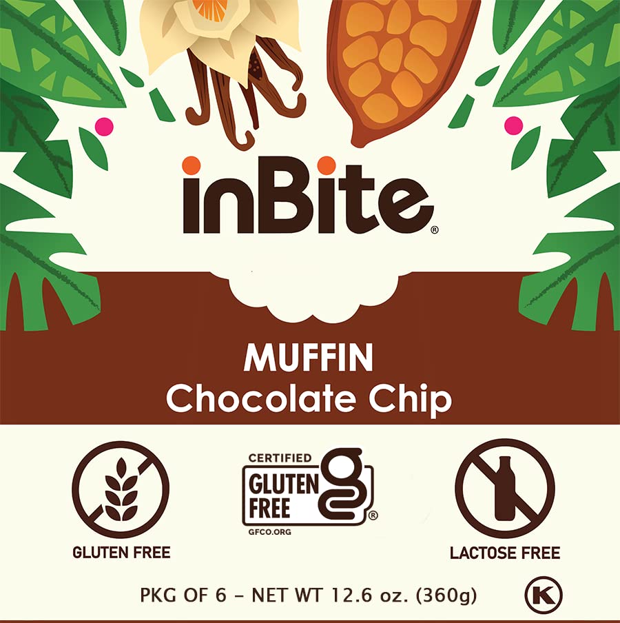 Gluten Free Chocolate Chip Muffins - 6 Count Pack - Certified Gluten Free, Lactose Free, Kosher Pareve - Perfect for Breakfast, Snacks & School Lunches