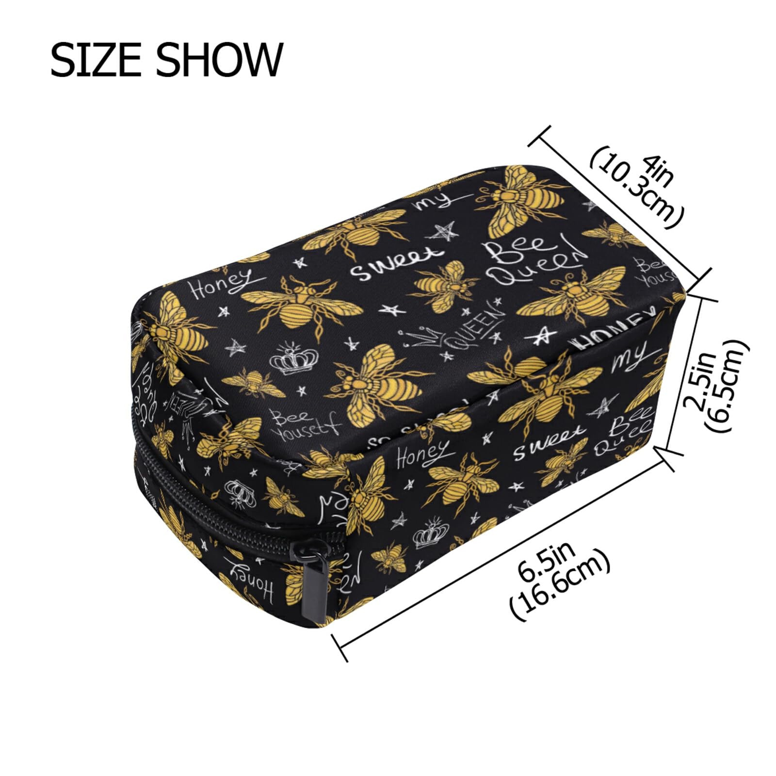 Sweet Bee Makeup Bag for Women Travel | Cosmetic Organizer with Compartments | Perfect for Toiletries & Travel Essentials
