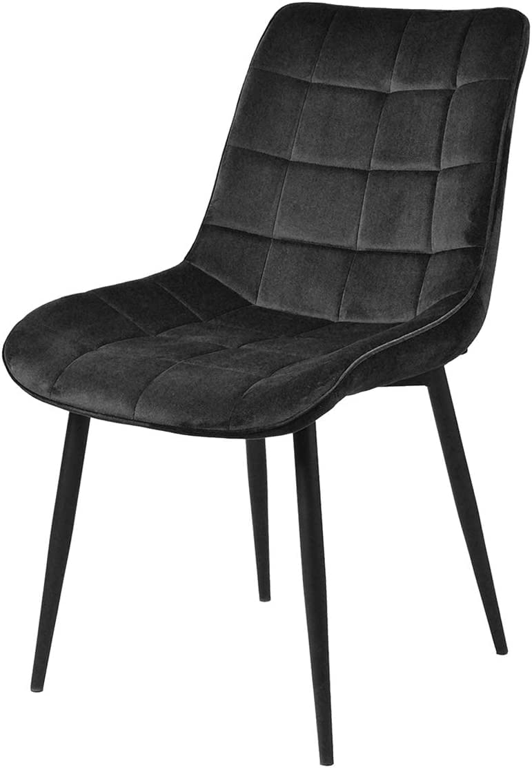 4 Black Velvet Dining Chairs Set with Metal Legs - Modern Padded Kitchen Side Chairs for Dining Room, Easy Assembly | Perfect for Home, Restaurant, Cafe & Office Use