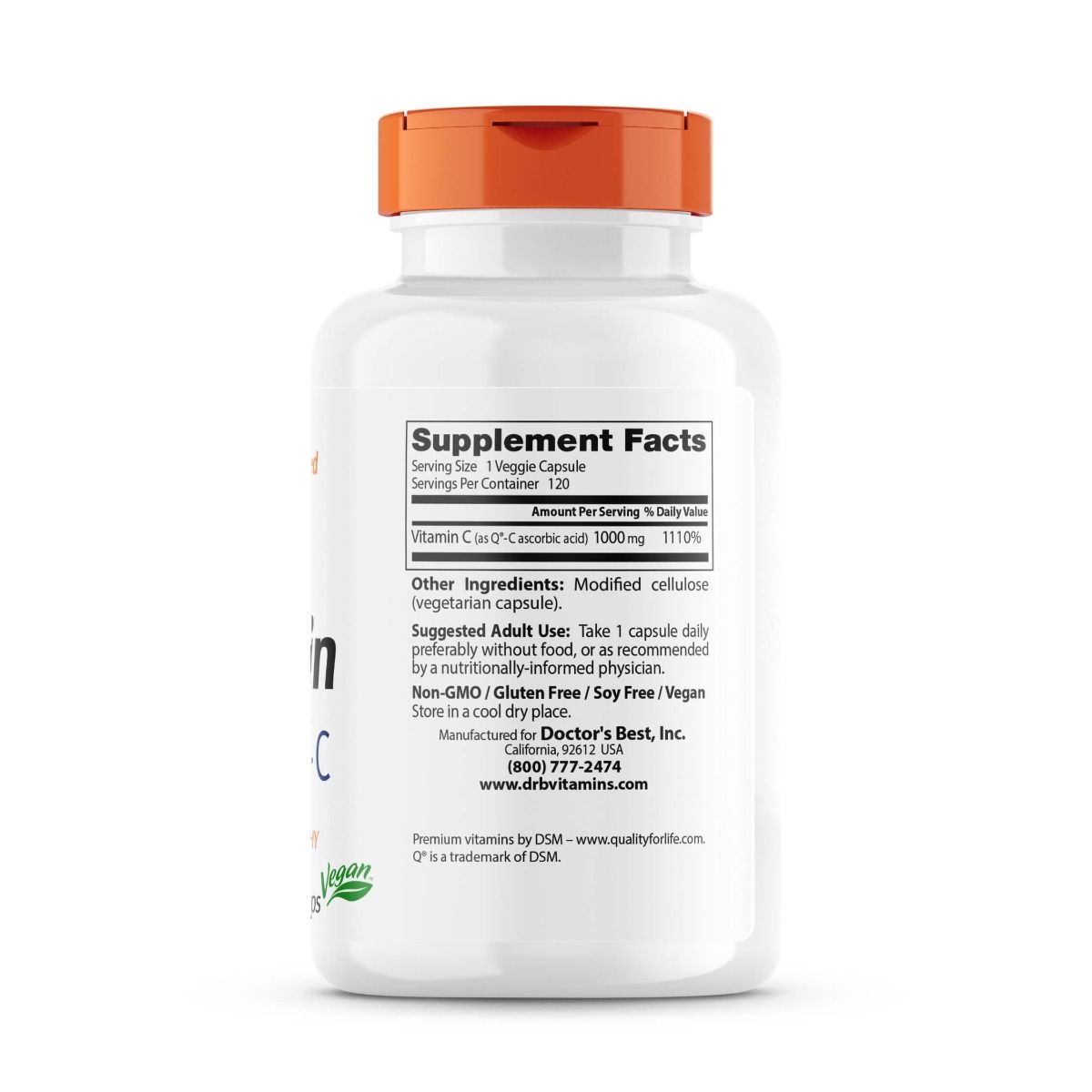 Doctor's Best Vitamin C with Quercetin 1000mg - 120 Veggie Capsules for Immune Support & Antioxidant Protection - Perfect for Daily Wellness & Cold Season Defense