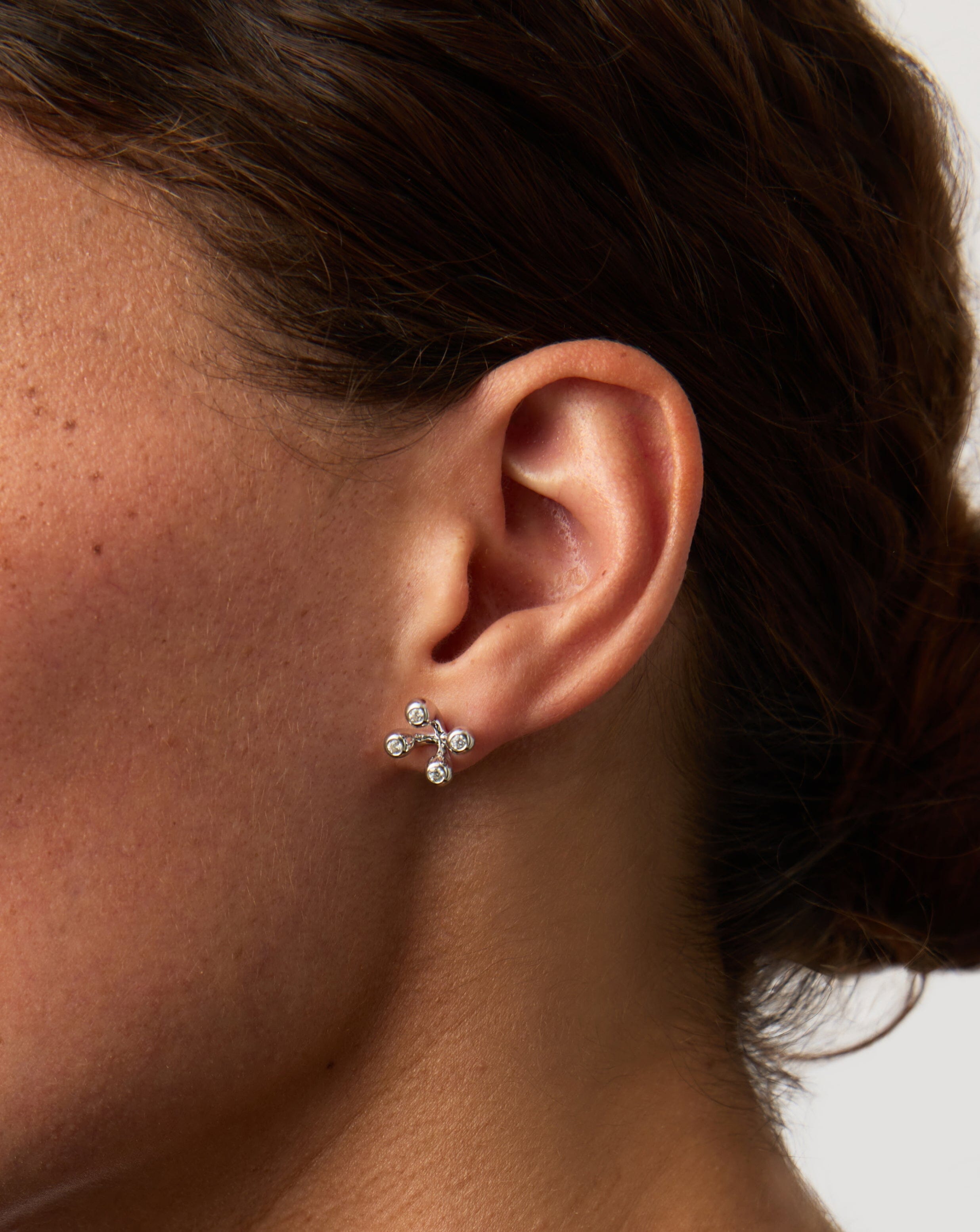 Sterling Silver Atom Stud Earrings - Minimalist Science Jewelry for Women, Perfect for Everyday Wear & Gifts